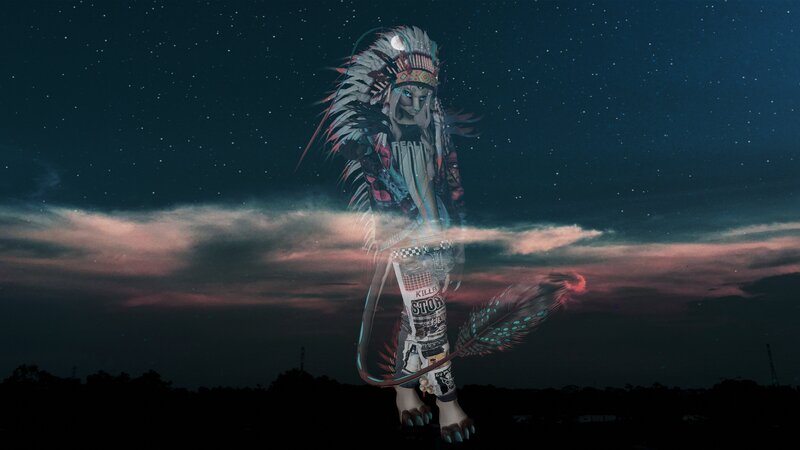 Digital Avatar in Feather Headdress