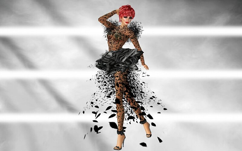 digital avatar in leopard print dress