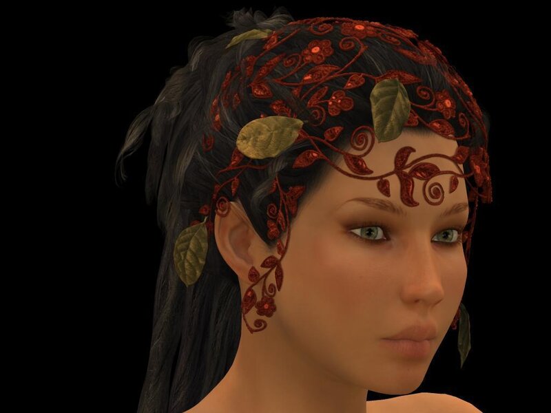 digital avatar with floral headpiece