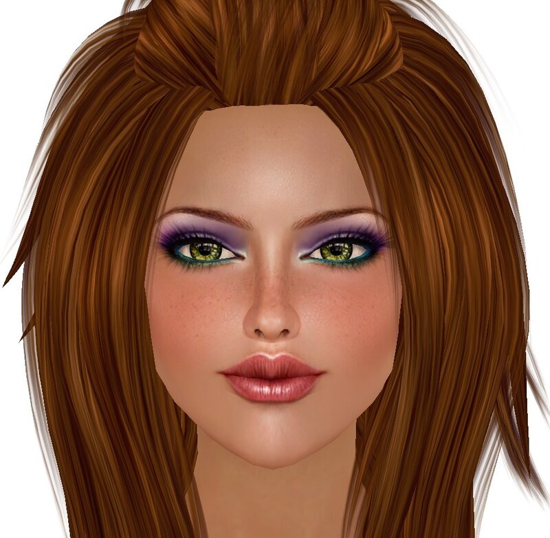 digital avatar with purple eyeshadow
