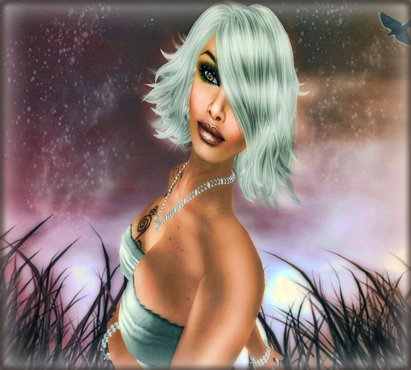 digital avatar with silver hair