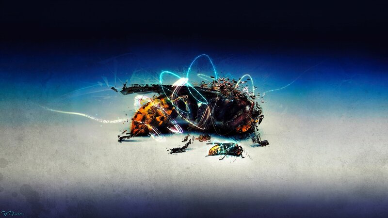 Digital bee explosion art