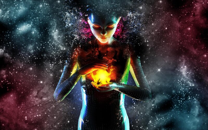 Digital Being Holding Light