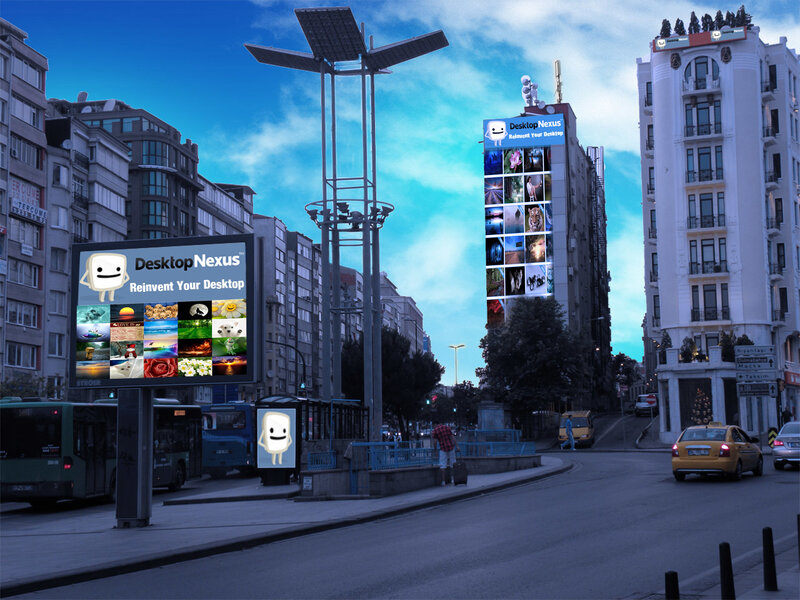 Digital billboards in city street