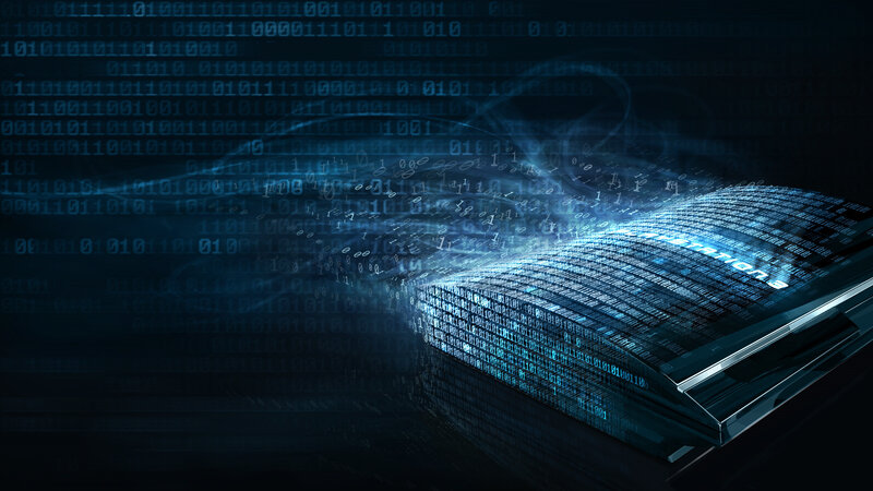 Digital Book with Binary Code