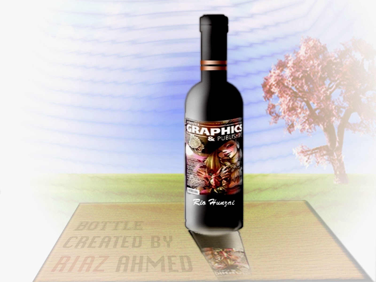 digital bottle design with artwork