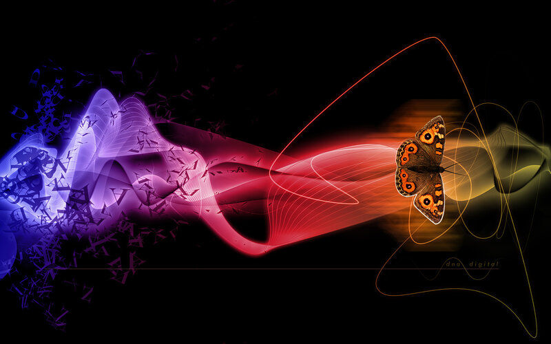 Digital butterfly with data waves