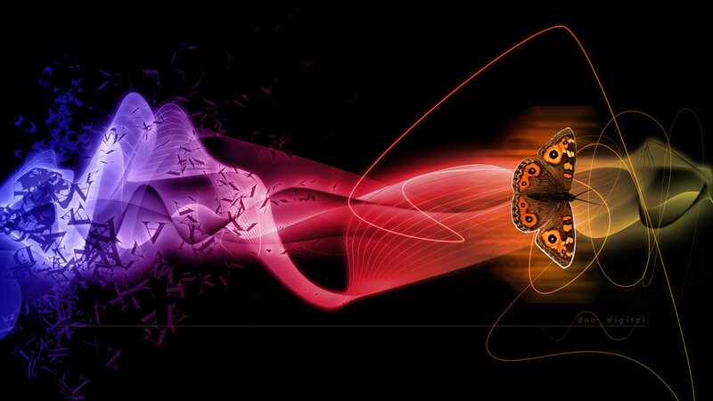 digital butterfly with light trails