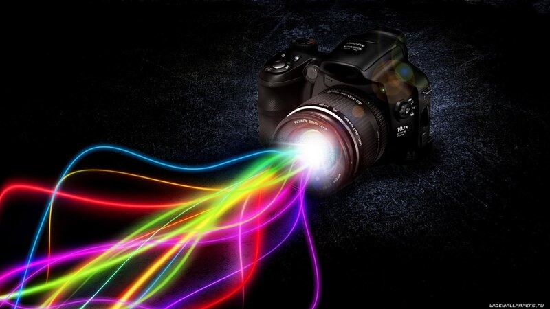 Digital Camera with Light Trails — Black, Dramatic