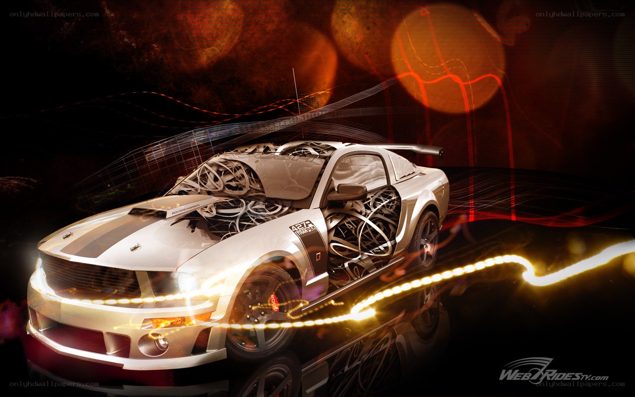 digital car art with light trails