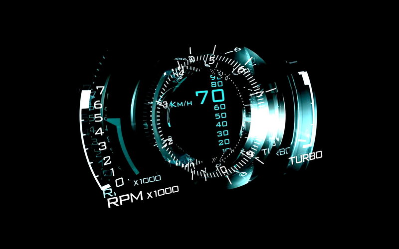Digital Car Dashboard — Black, Futuristic, 3d Render, Speedometer