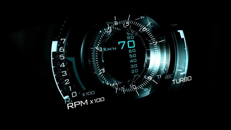 Digital Car Dashboard — Black, Futuristic, Night, 3d Render, Speedometer