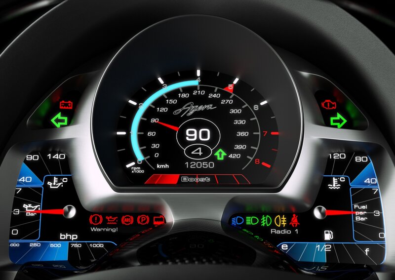 Digital Car Dashboard — Black, Technical, 3d Render
