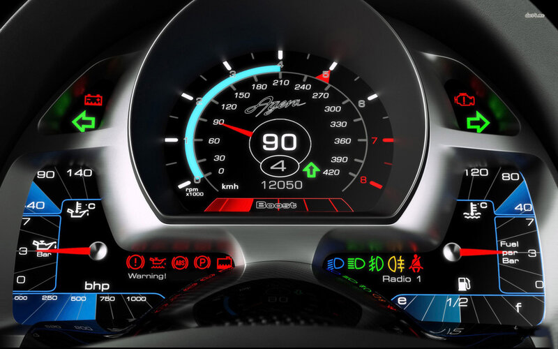 Digital Car Dashboard — Black, Technical