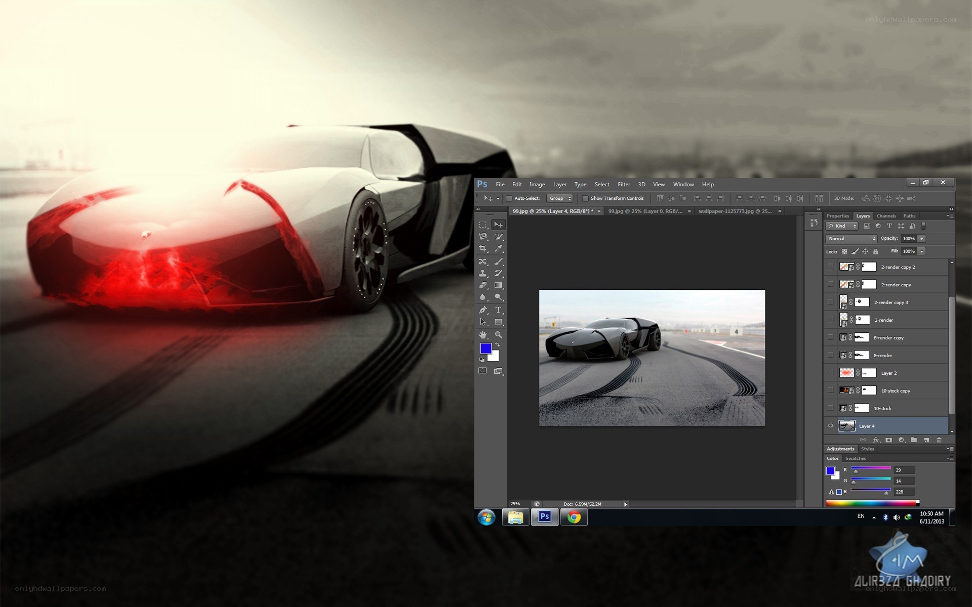 digital car design in photoshop