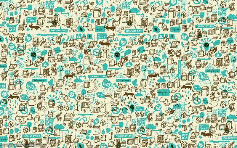 digital chaos pattern with tech icons