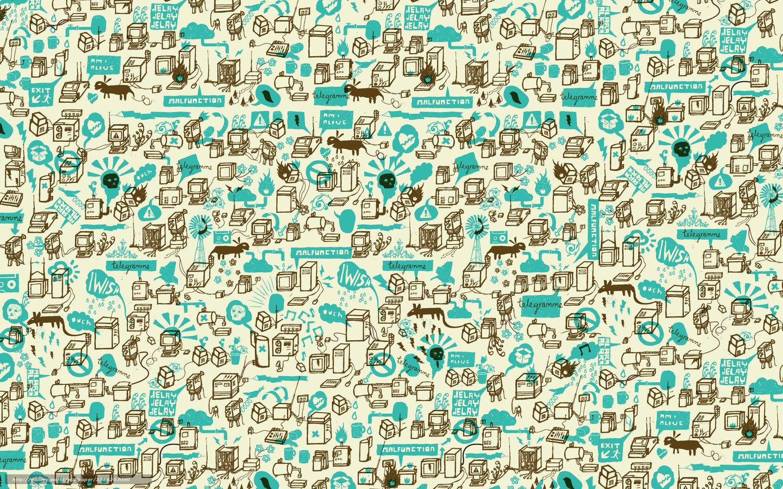 digital chaos pattern with tech icons