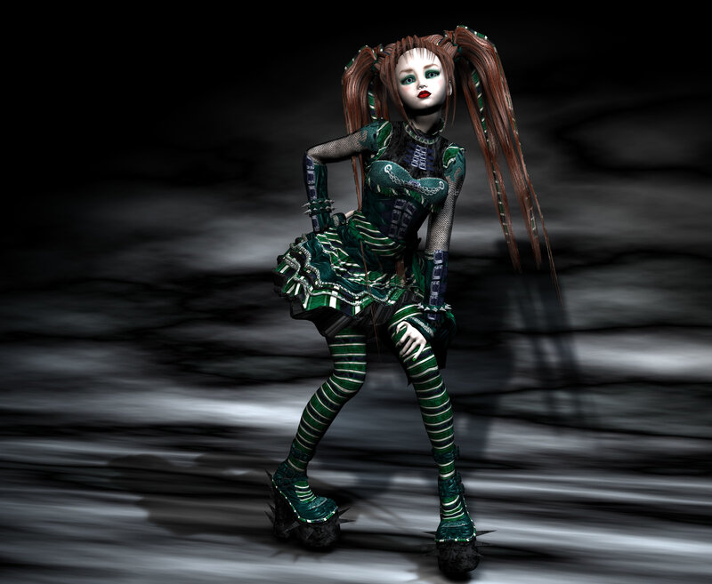 Digital Character in Green Outfit
