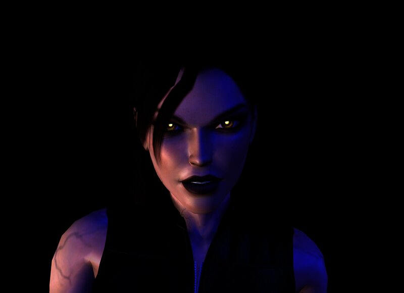 digital character with glowing eyes