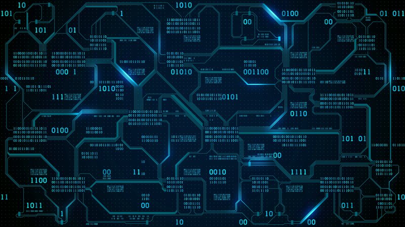 Digital Circuit Board — Blue, Technological, Digital Art