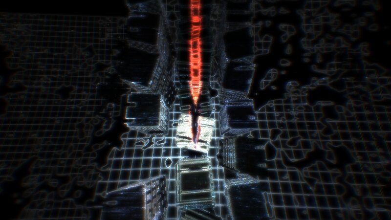 digital city with red beam