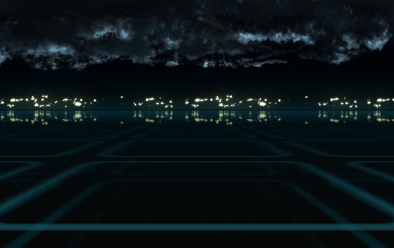 Digital Cityscape at Night — Black