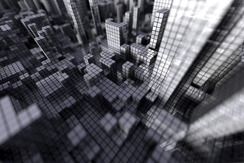 digital cityscape of cubes