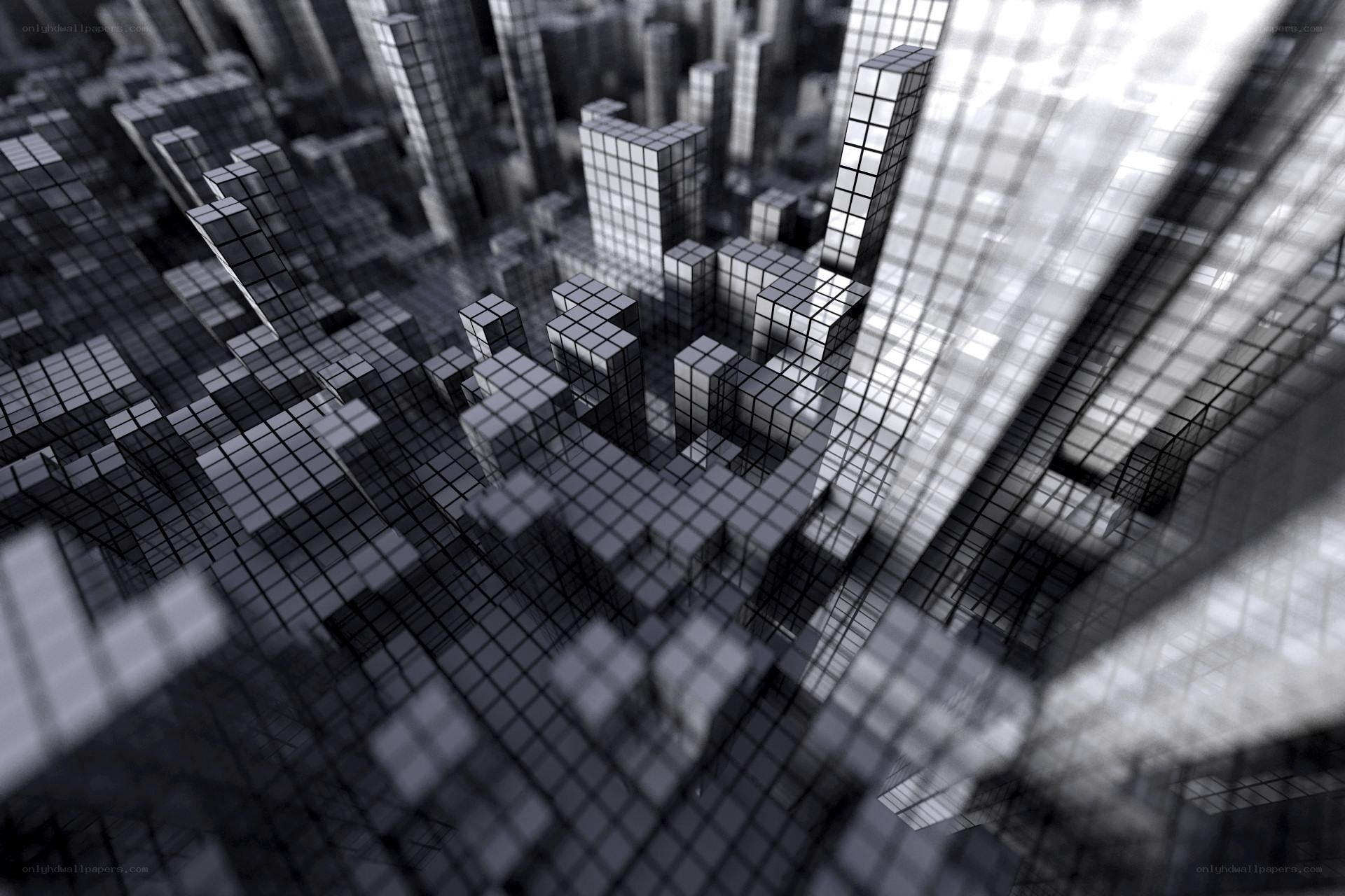 digital cityscape of cubes