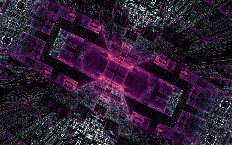 Digital Cityscape — Purple, Futuristic