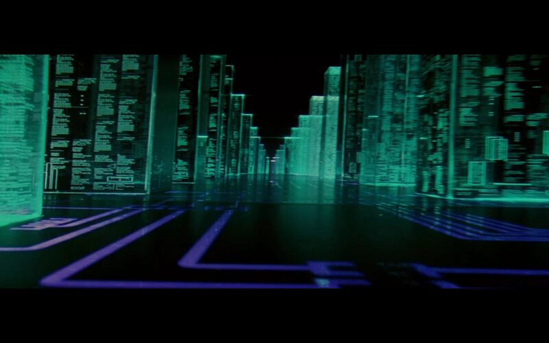 digital cityscape with code