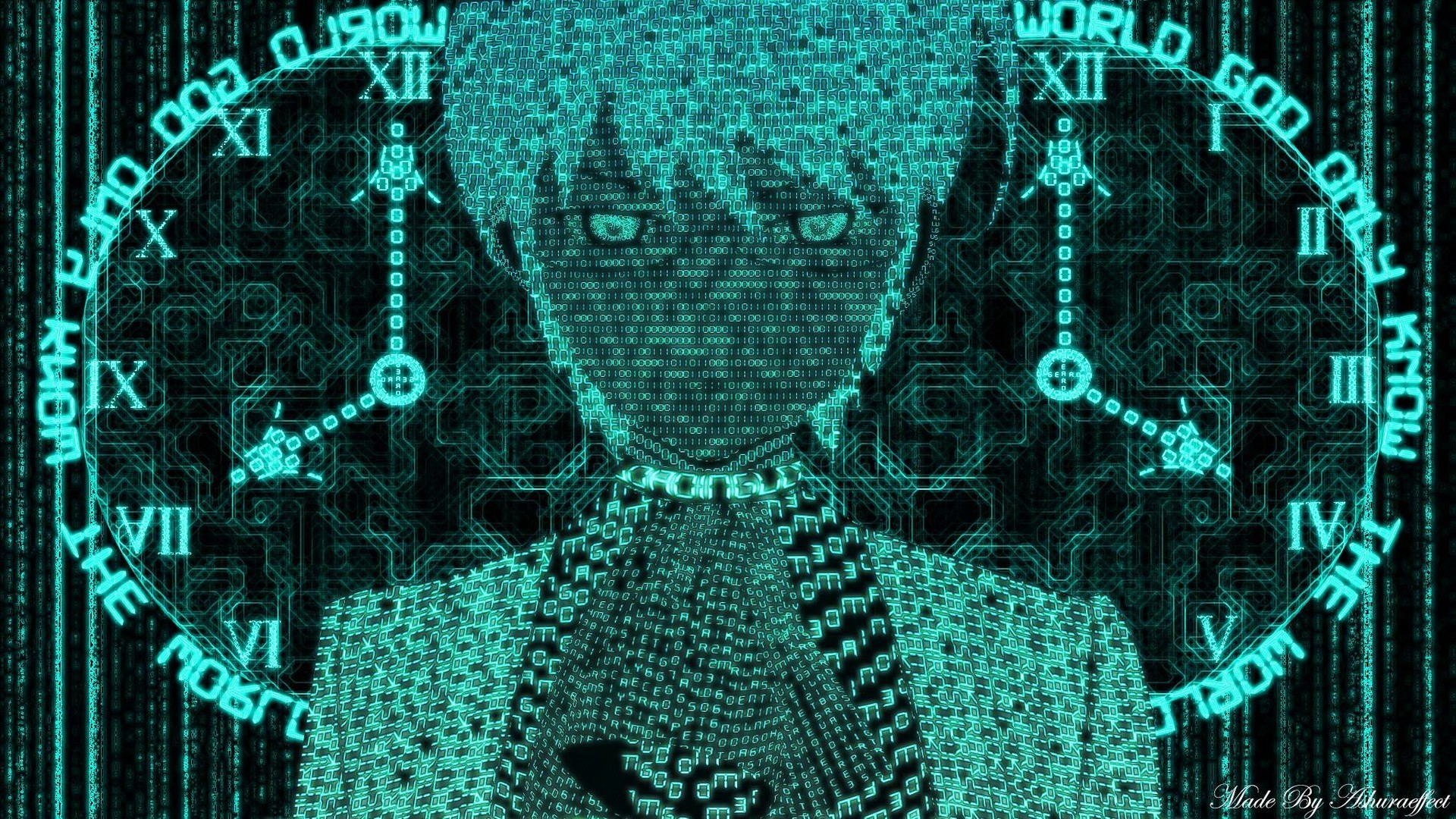 digital clock face with binary code