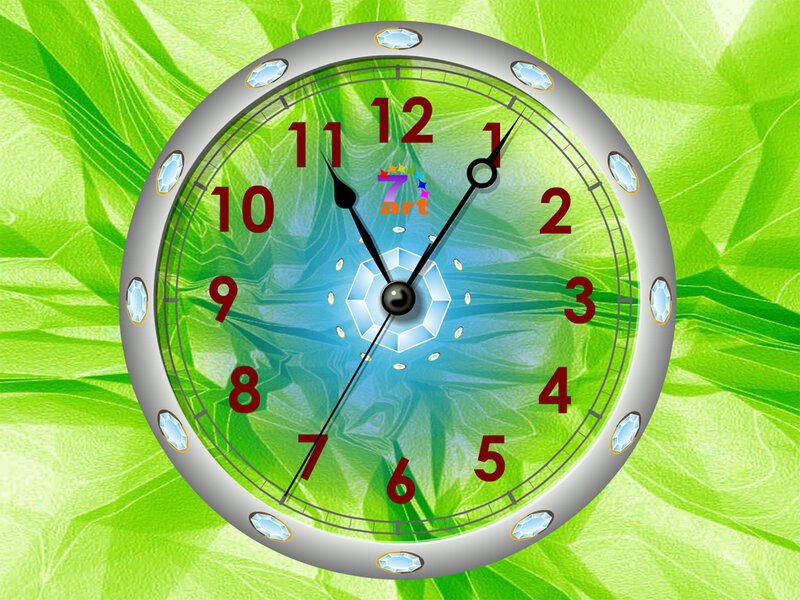 Digital Clock on Leafy Background