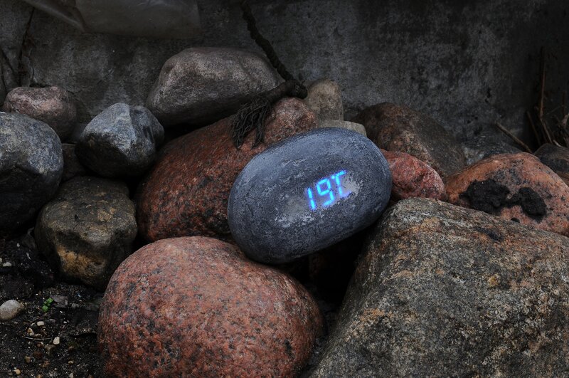 Digital Clock on Rock