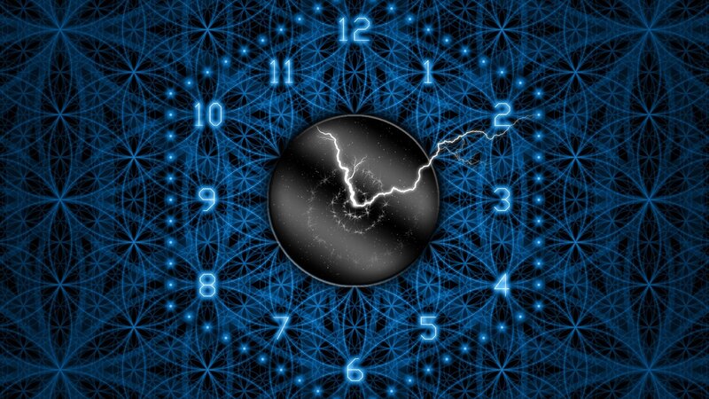Digital Clock with Lightning — Blue
