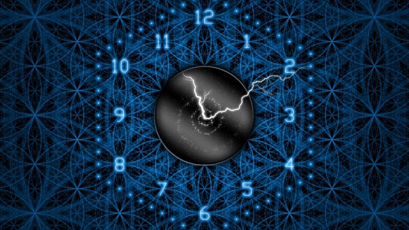 digital clock with lightning