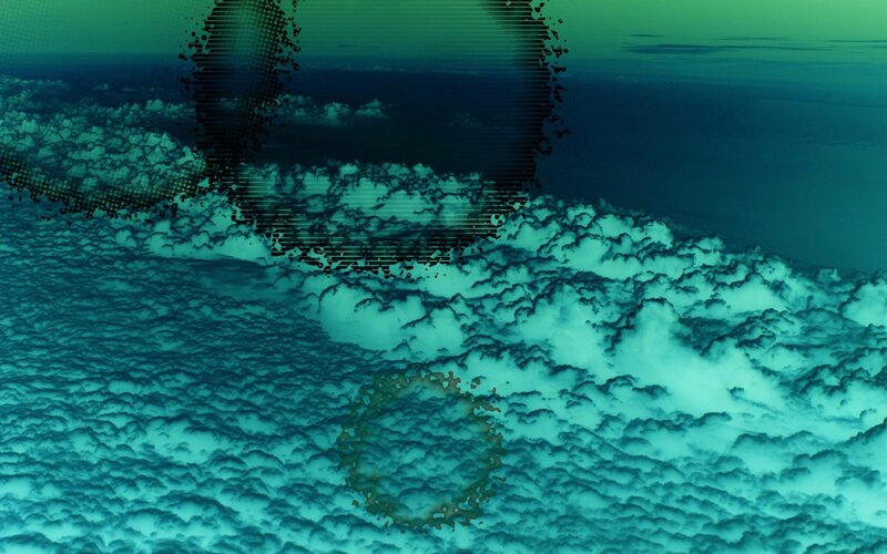 digital cloudscape with glitch effect
