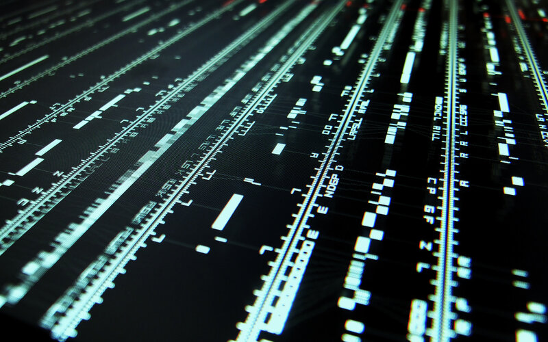 digital code on screen