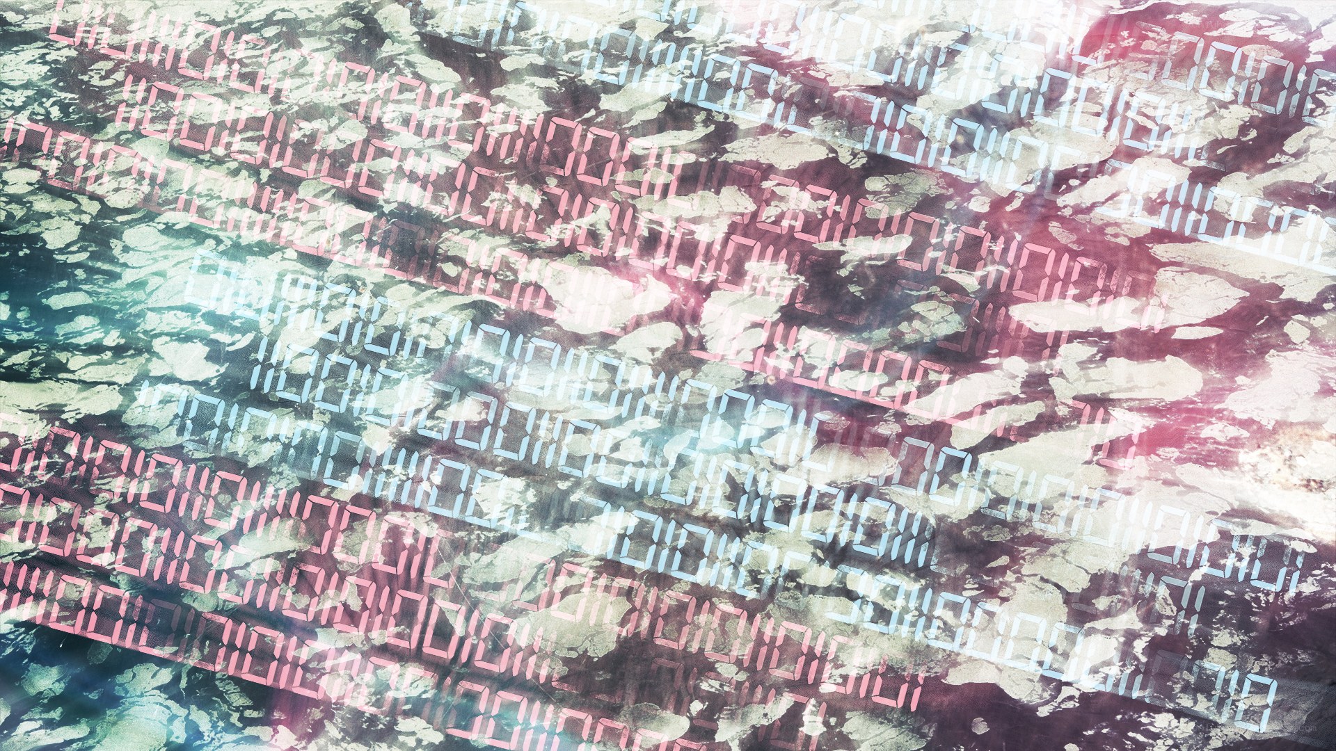 Digital code overlay on textured background