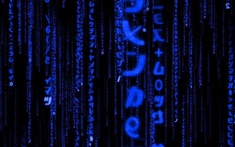Digital Code Rain — Black, Technological, Abstract, Blue
