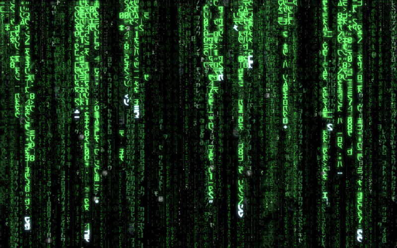 Digital Code Rain — Black, Technological, Digital Art, Green Text
