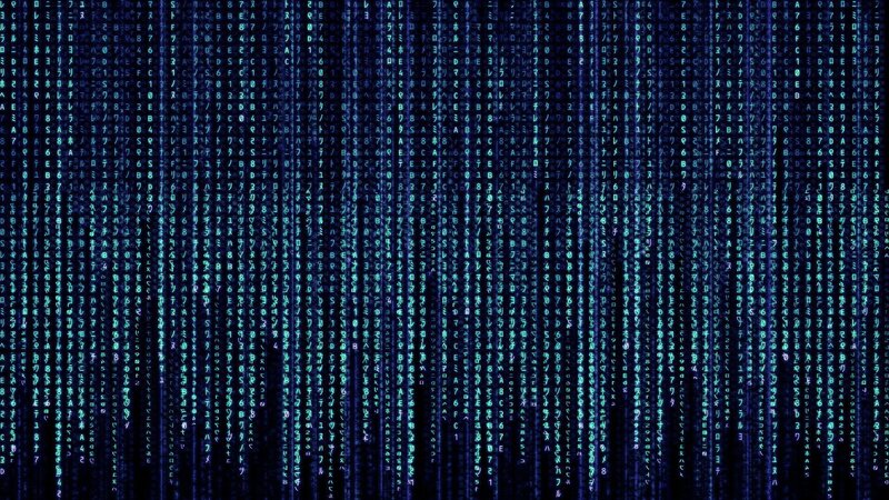 Digital Code Rain — Blue, Dramatic, Digital Art
