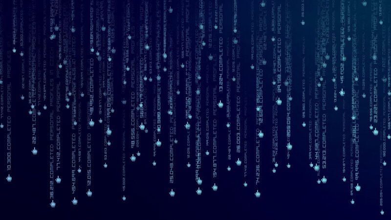 Digital Code Rain — Blue, Technological, Digital Art, Text, Blue Background