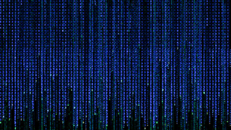 Digital Code Rain — Blue, Technological, Digital Art