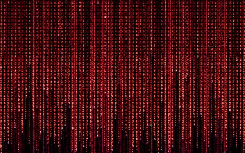 Digital Code Rain — Red, Dramatic