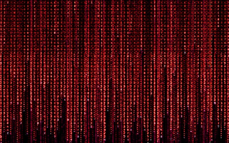 Digital Code Rain — Red