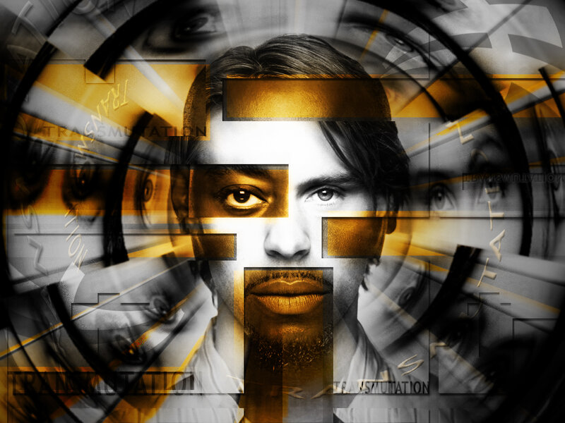 digital collage of a man's face