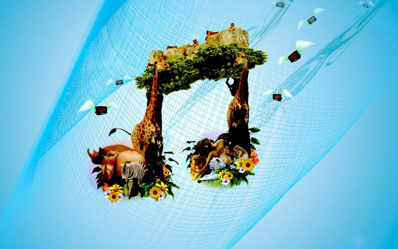 digital collage of animals and nature