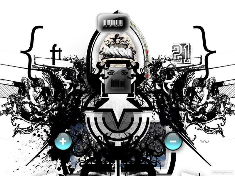 digital collage with barcode and cherubs