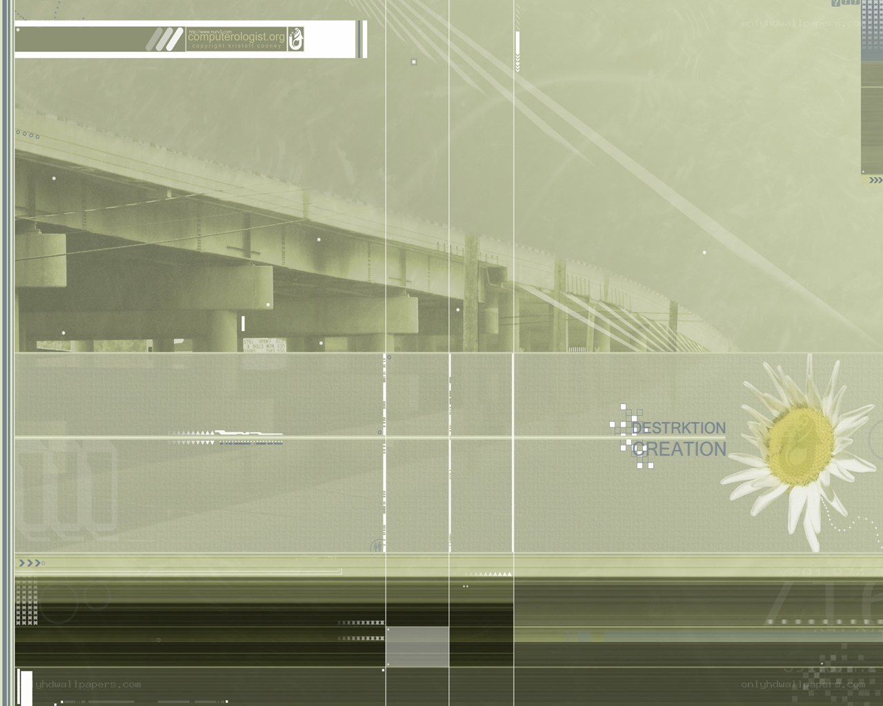 Digital collage with bridge and flower