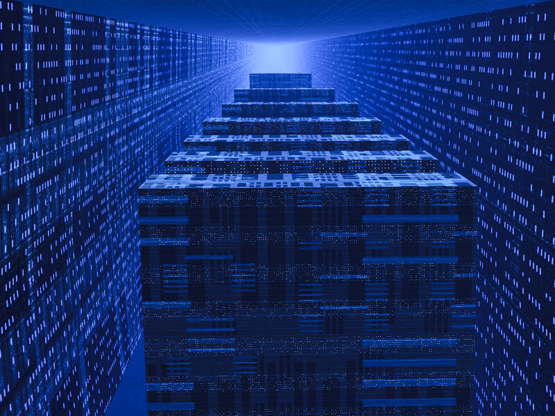 Digital Data Corridor — Blue, Futuristic, 3d Render